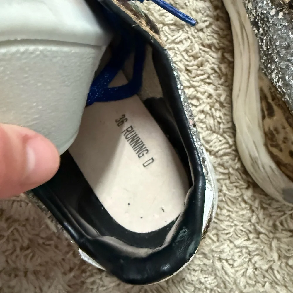 Golden goose Leopard Print Sneakers with Blue Laces - Picture 4 of 5